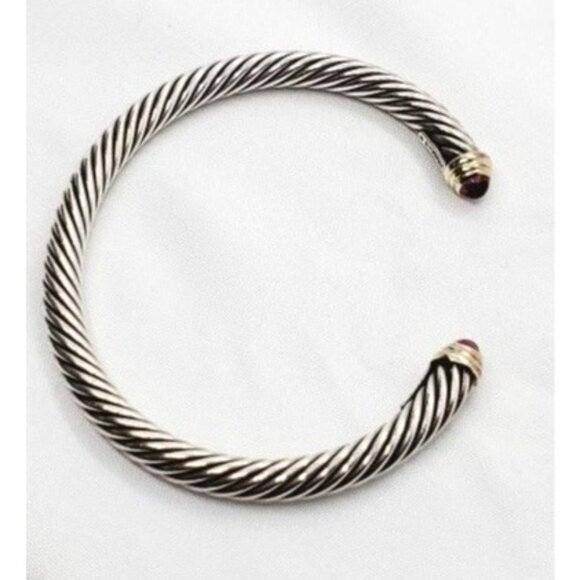 David Yurman Sterling Silver 925 14K Yellow Gold Pink Stone - Picture 10 of 10